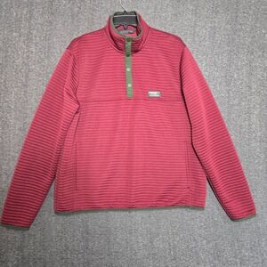 L.L. Bean Airlight Sweater Mens Large Burgandy 1/4 Button Slightly Fitted Ribbed